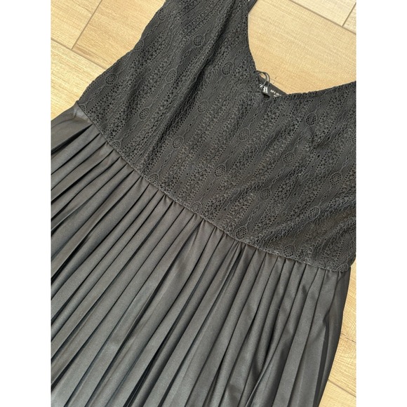 Zara Black Lace Pleated Midi Dress Small Women's LBD Wedding Romantic Luxury - Picture 2 of 5